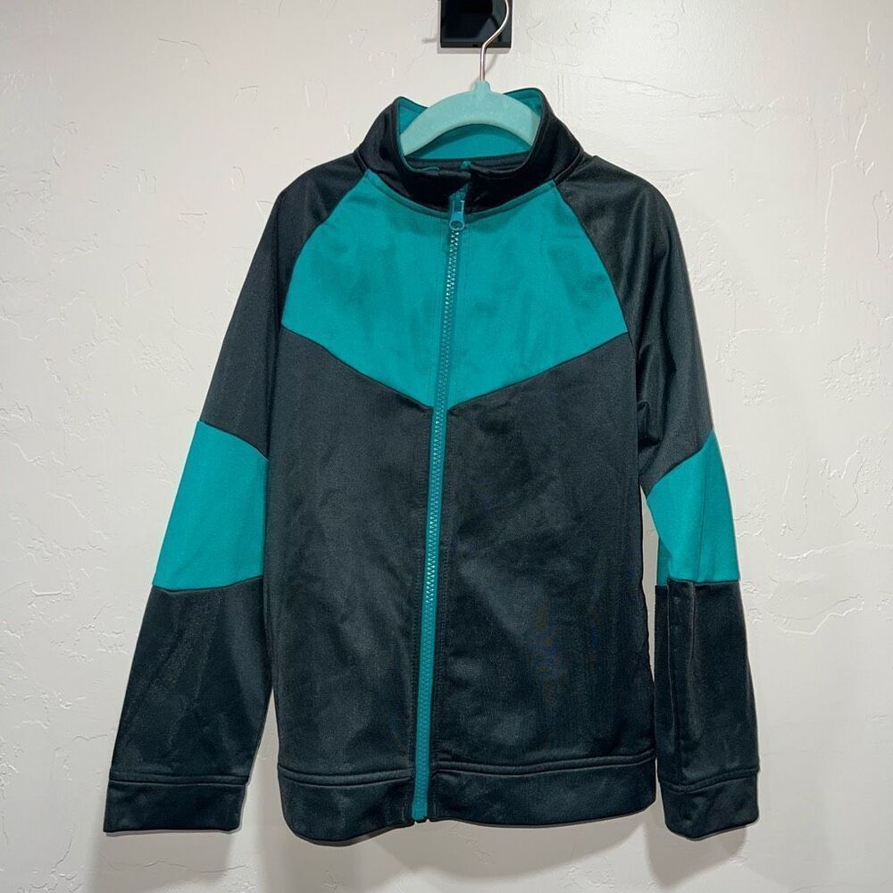 🏈 Athletic Works Jacket Boys M 8  Child Green Gray Track Suit Jacket